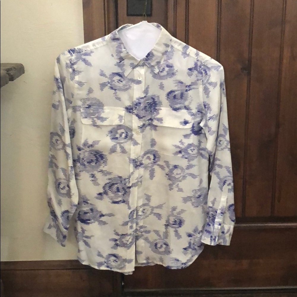 Equipment royal blue and white floral button down